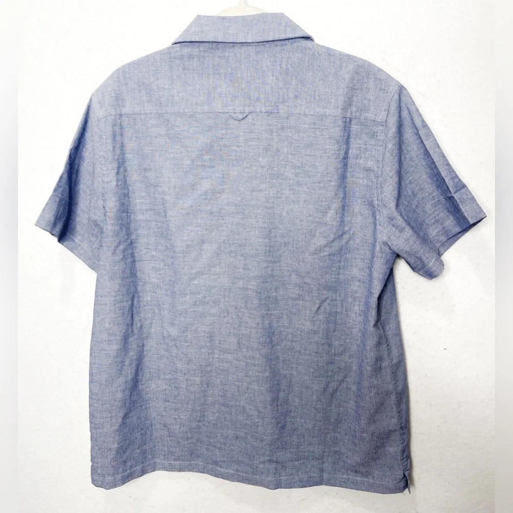 HUCKBERRY X COORS Guayabera Shirt Short Sleeve Blue Western Size Large Brewery - Picture 2 of 9